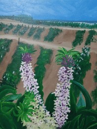 Variegated Pineapple Lily - Acrylic Painting by Maria Karla L. Gonzales