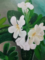 Plumeria alba - Acrylic Painting by Maria Karla L. Gonzales