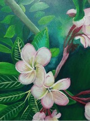 Red Frangipani - Acrylic Painting by Maria Karla L. Gonzales
