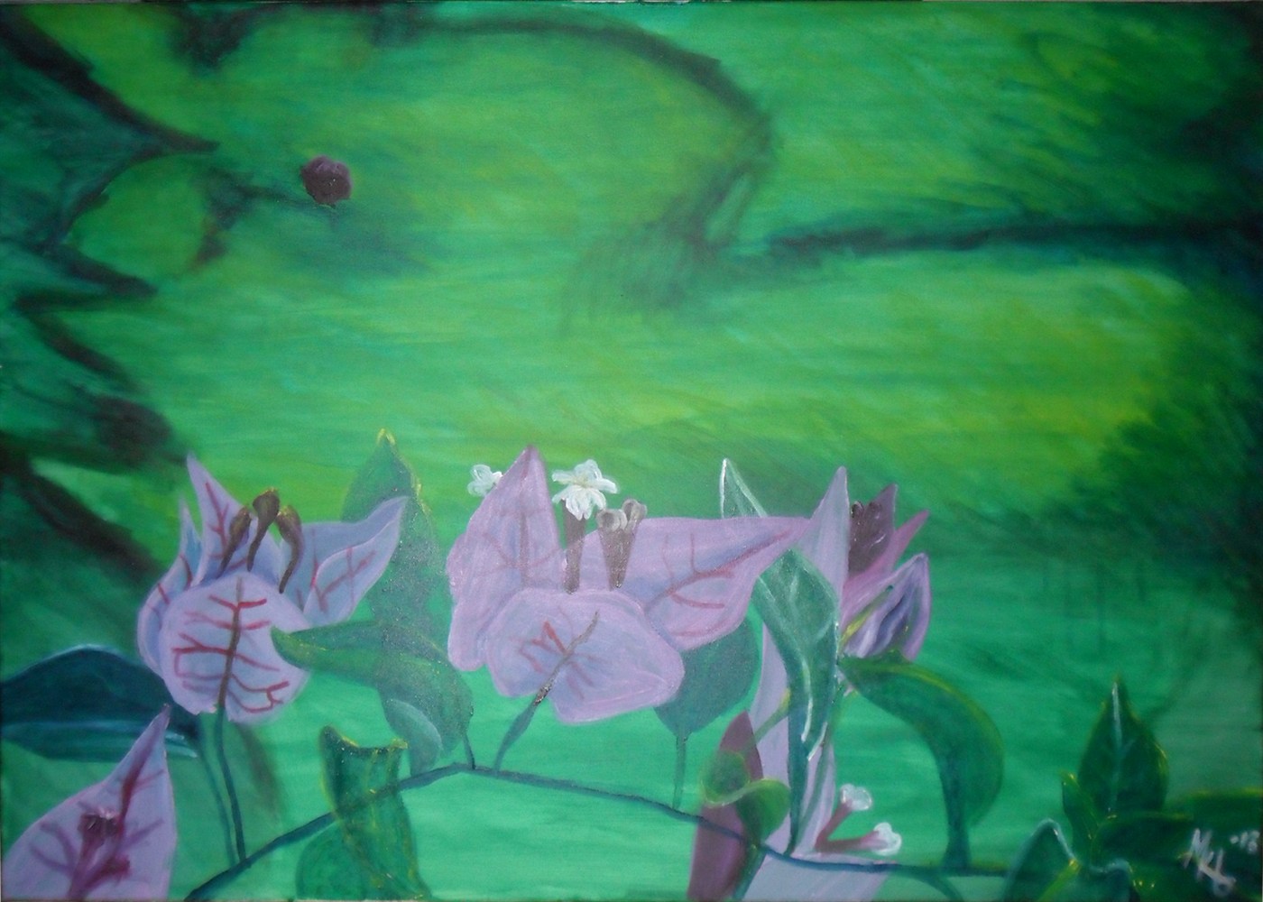 Bougainvillea Landscape - Painting by Maria Karla L. Gonzales