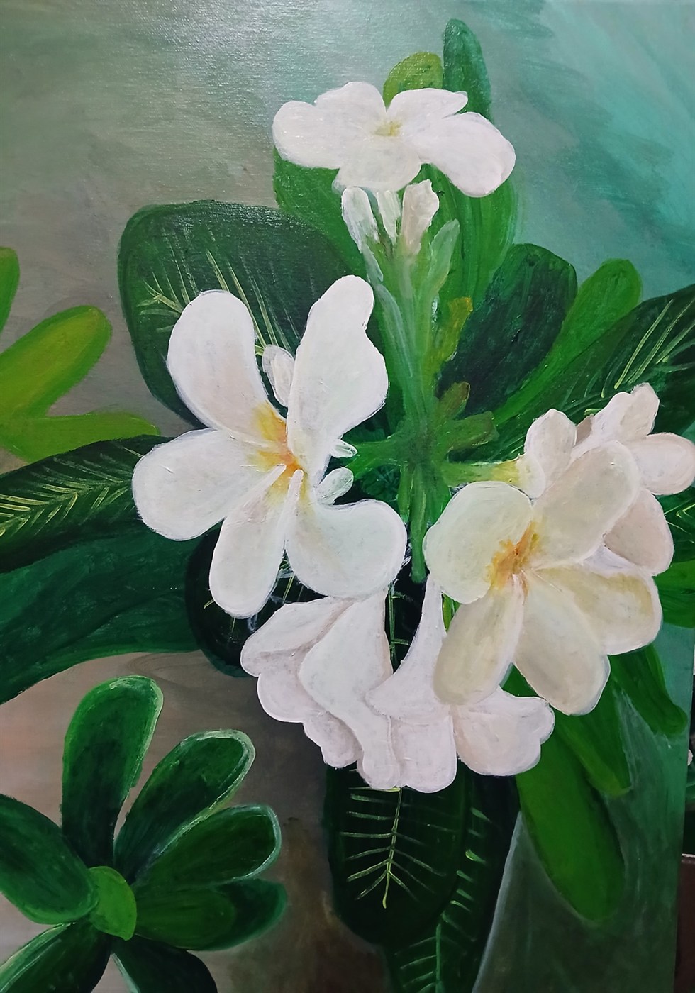 Plumeneria alba - Acrylic Painting by Maria Karla L. Gonzales