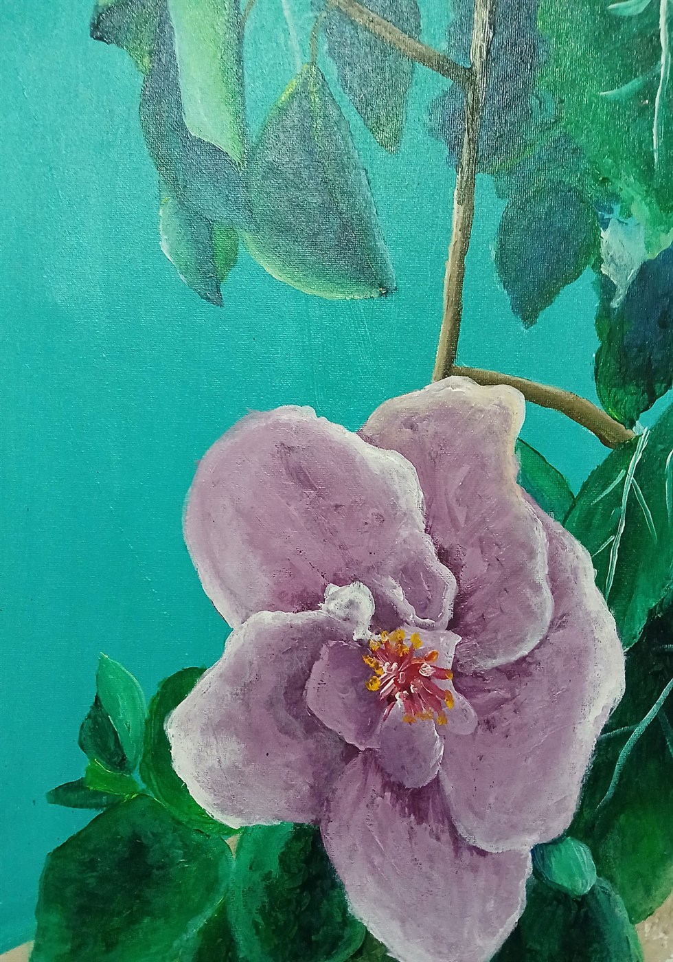Purple Hibiscus - Acrylic Painting by Maria Karla L. Gonzales