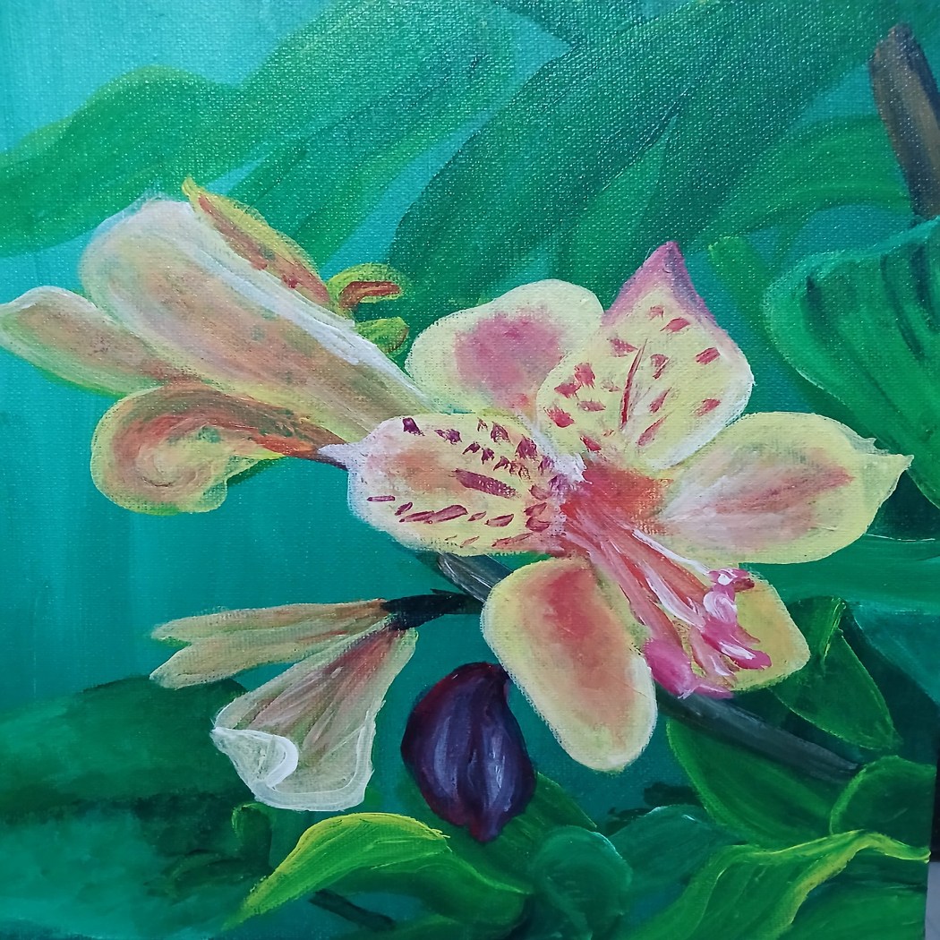 Alstroemeria Psittacina - Acrylic Painting by Maria Karla L. Gonzales