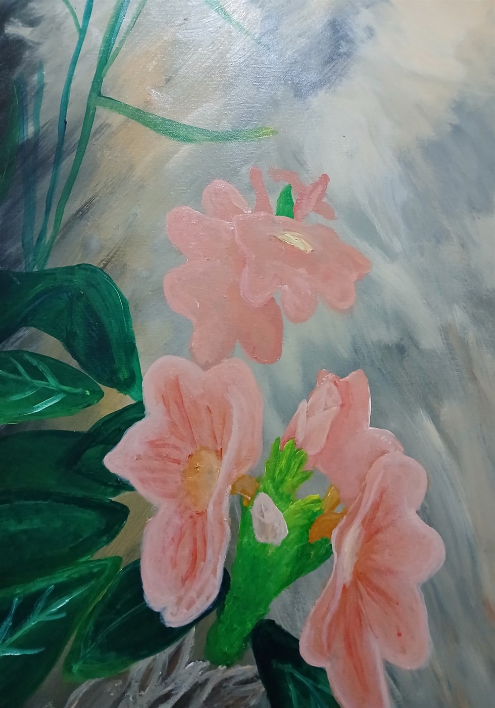 Crossandra Infundibuli - formis - Acrylic Painting by Maria Karla L. Gonzales